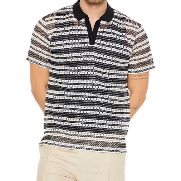 Forever 21 Other - Forever 21 Men’s Geo Striped Knit Polo Shirt